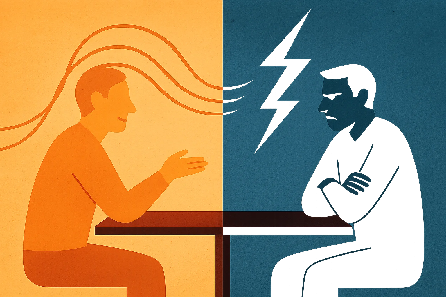 Grafische Gegenüberstellung von verbindendem und verletzendem Humor im Streit