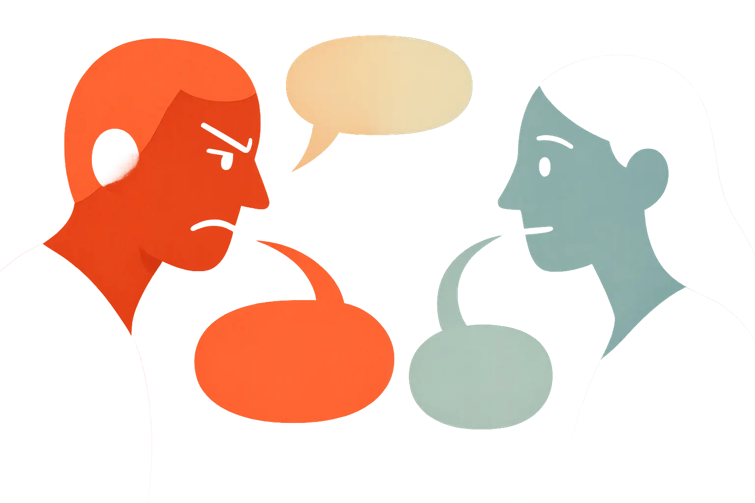 Grafische weergave van een open gespreksruimte tussen twee partners