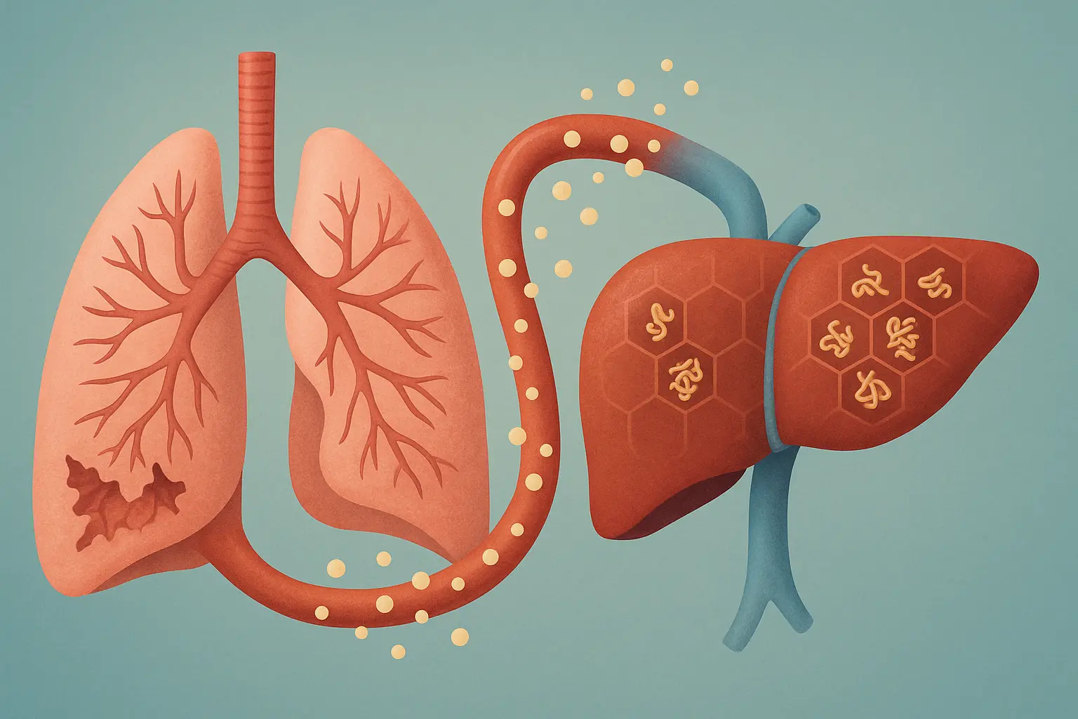 Grafische Darstellung von Lunge und Leber beim Alpha-1-Antitrypsin-Mangel